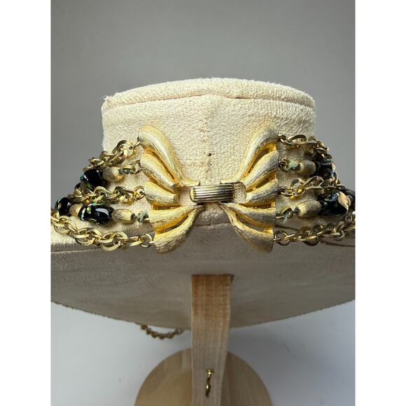 Rare HTF Vintage Crown Trifari 5-Strand Black Confetti Art Glass Beaded Necklace - Picture 4 of 10